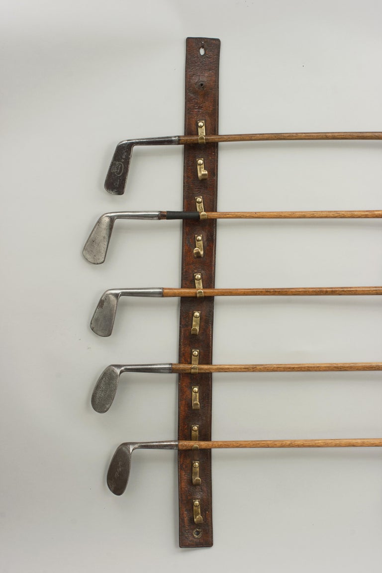 Whip Rack Vintage Leather Strap Whip Rack, Walking Stick or Golf Club Rack, circa ...