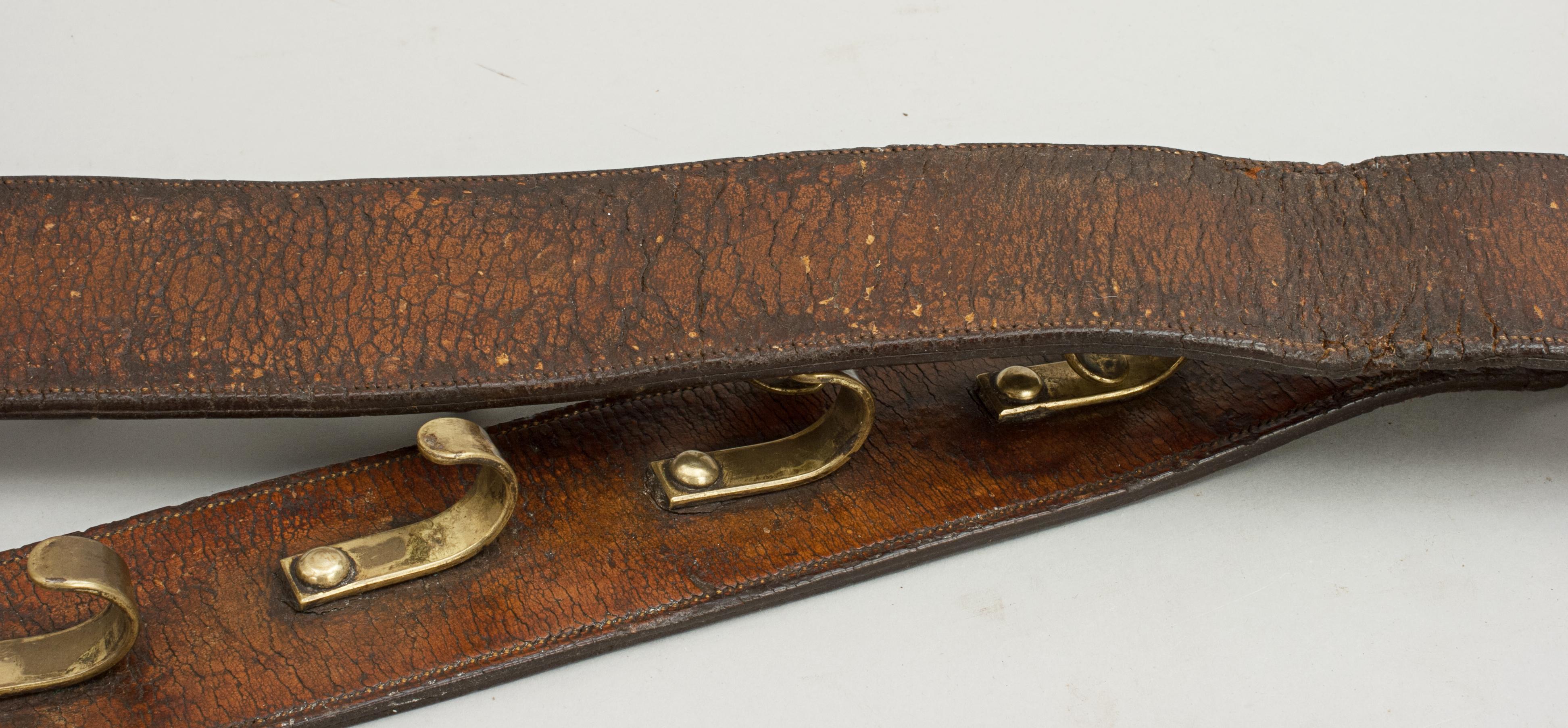 English Vintage Leather Strap Whip Rack, Walking Stick or Golf Club Rack, circa 1890