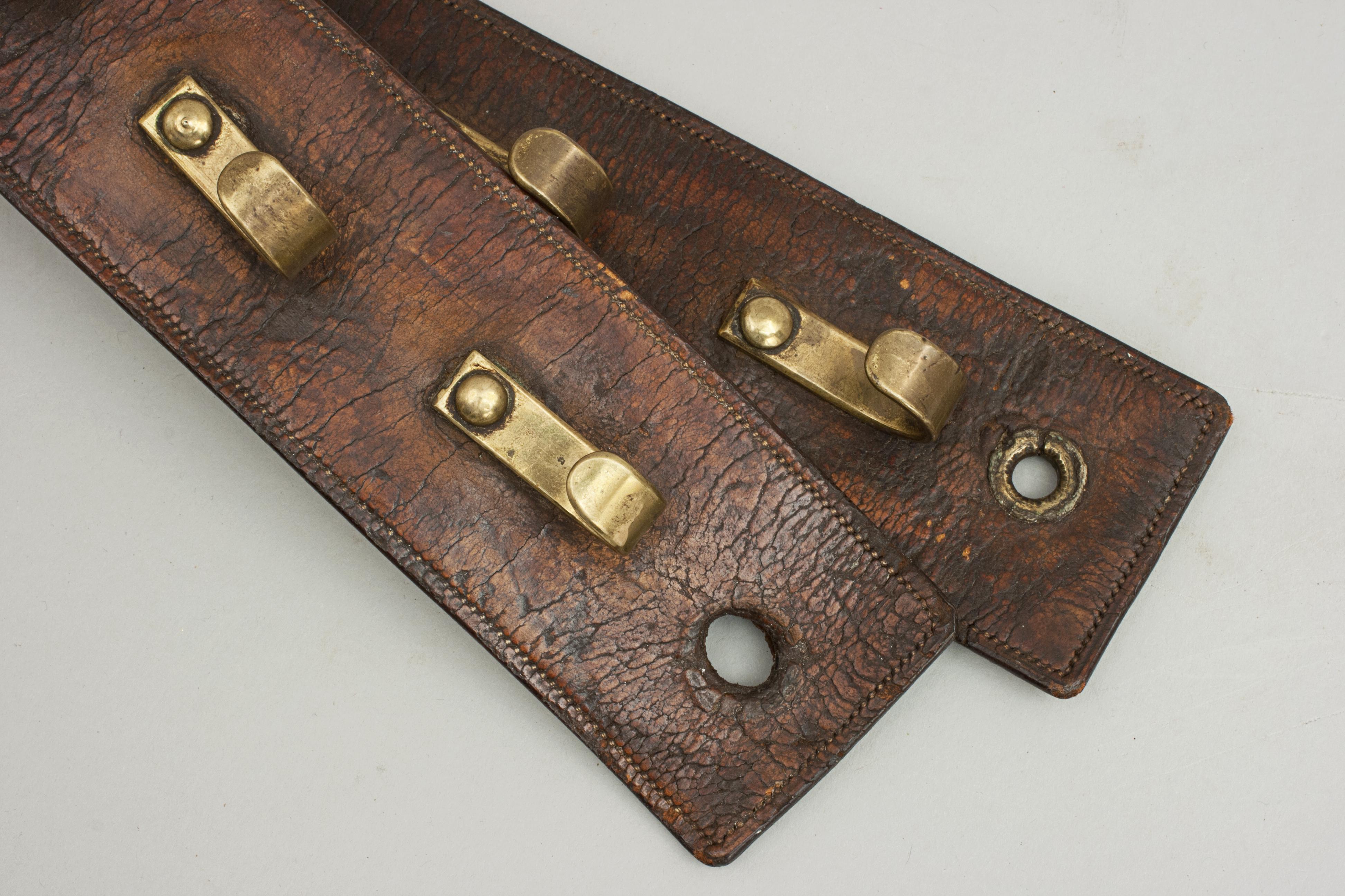 Late 19th Century Vintage Leather Strap Whip Rack, Walking Stick or Golf Club Rack, circa 1890
