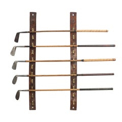 Vintage Leather Strap Whip Rack, Walking Stick or Golf Club Rack, circa 1890
