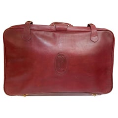 Les Must de Cartier Used Leather Suitcase Burgundy Bordeaux Luggage
