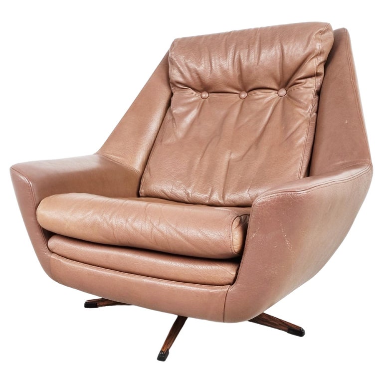 Vintage leather swivel chair, 1970s at 1stDibs