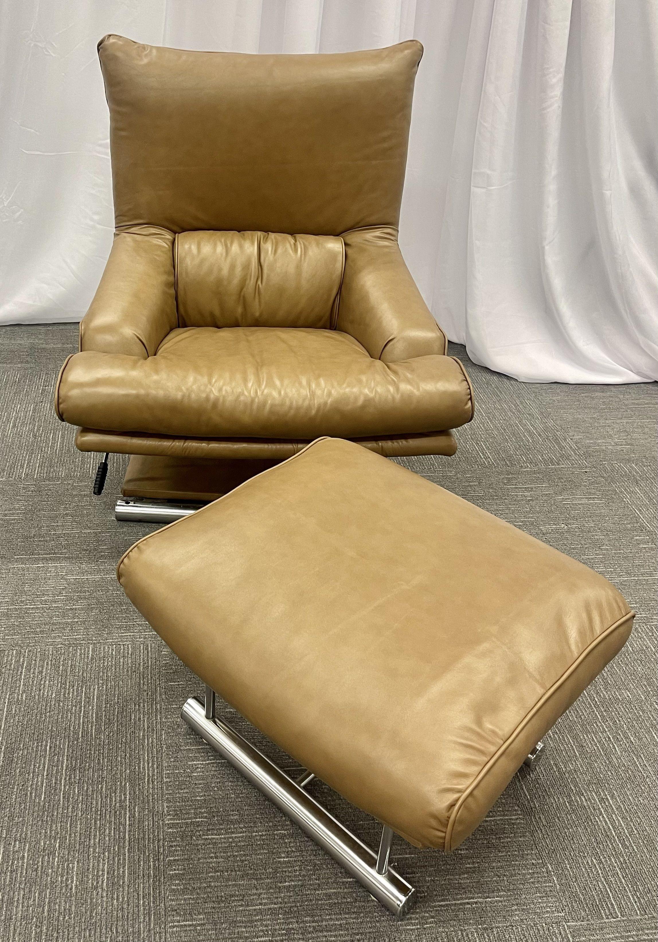 italian leather chair and ottoman