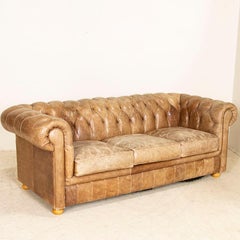Dreisitziges Chesterfield-Sofa aus England aus Leder