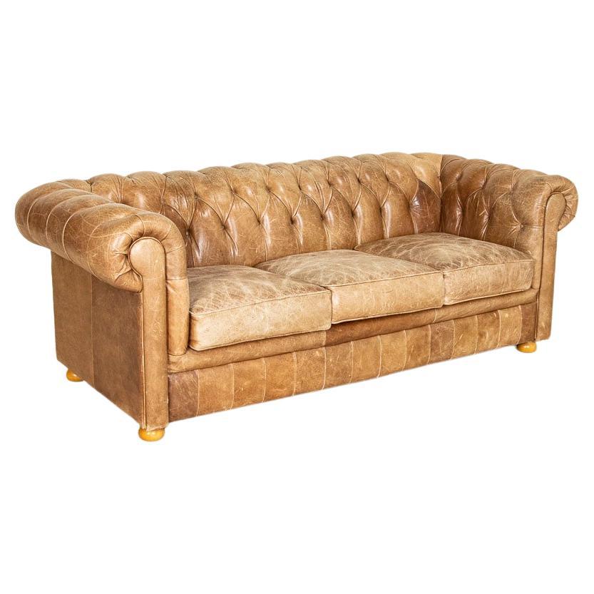 Vintage Leather Three Seat Chesterfield Sofa from England