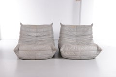 Vintage Leather Togo Sofa Ligne Roset, 3 Piece Set 1970s