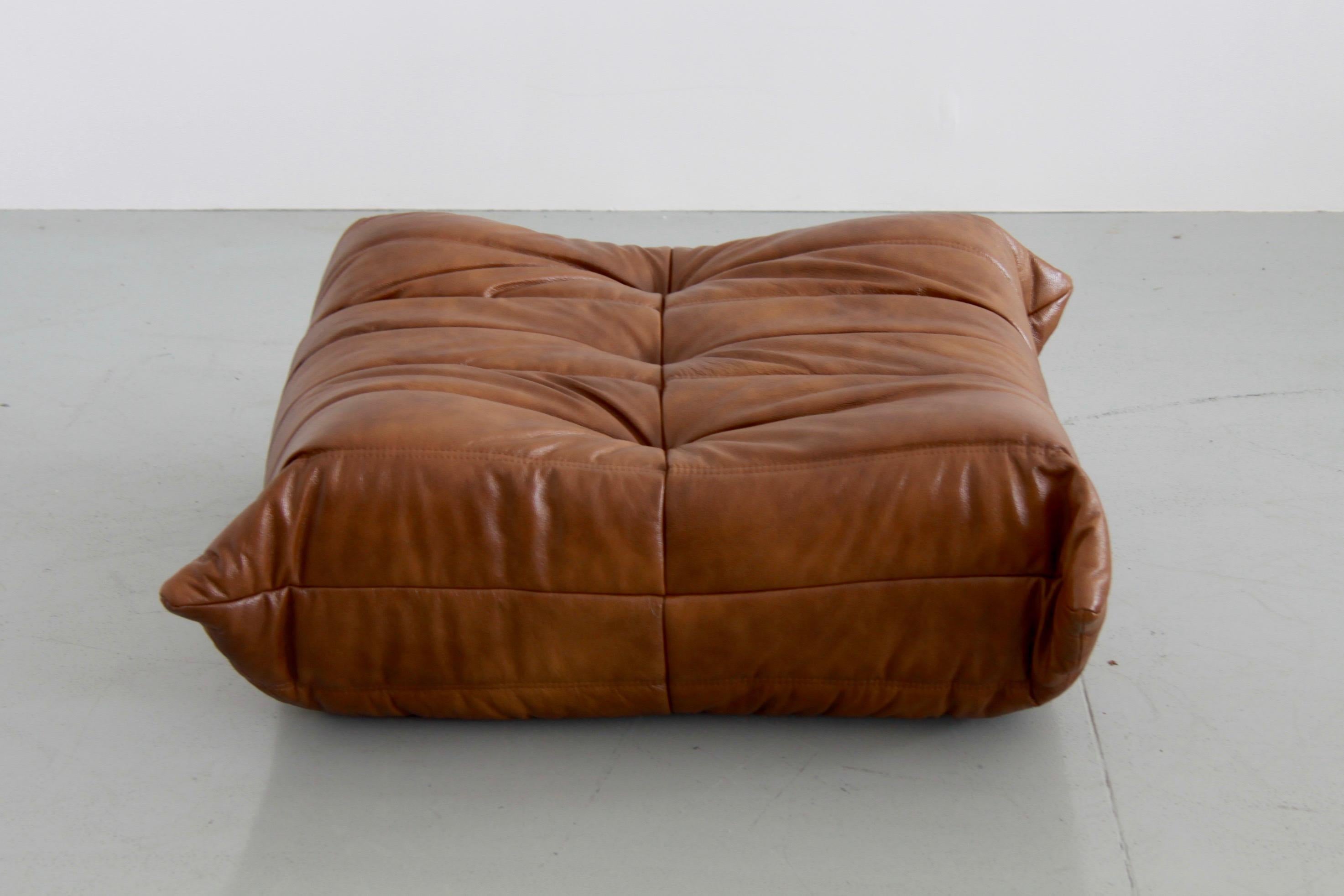 Vintage Leather Togo Sofa Set by Michel Ducaroy for Ligne Roset, Set of Five 6