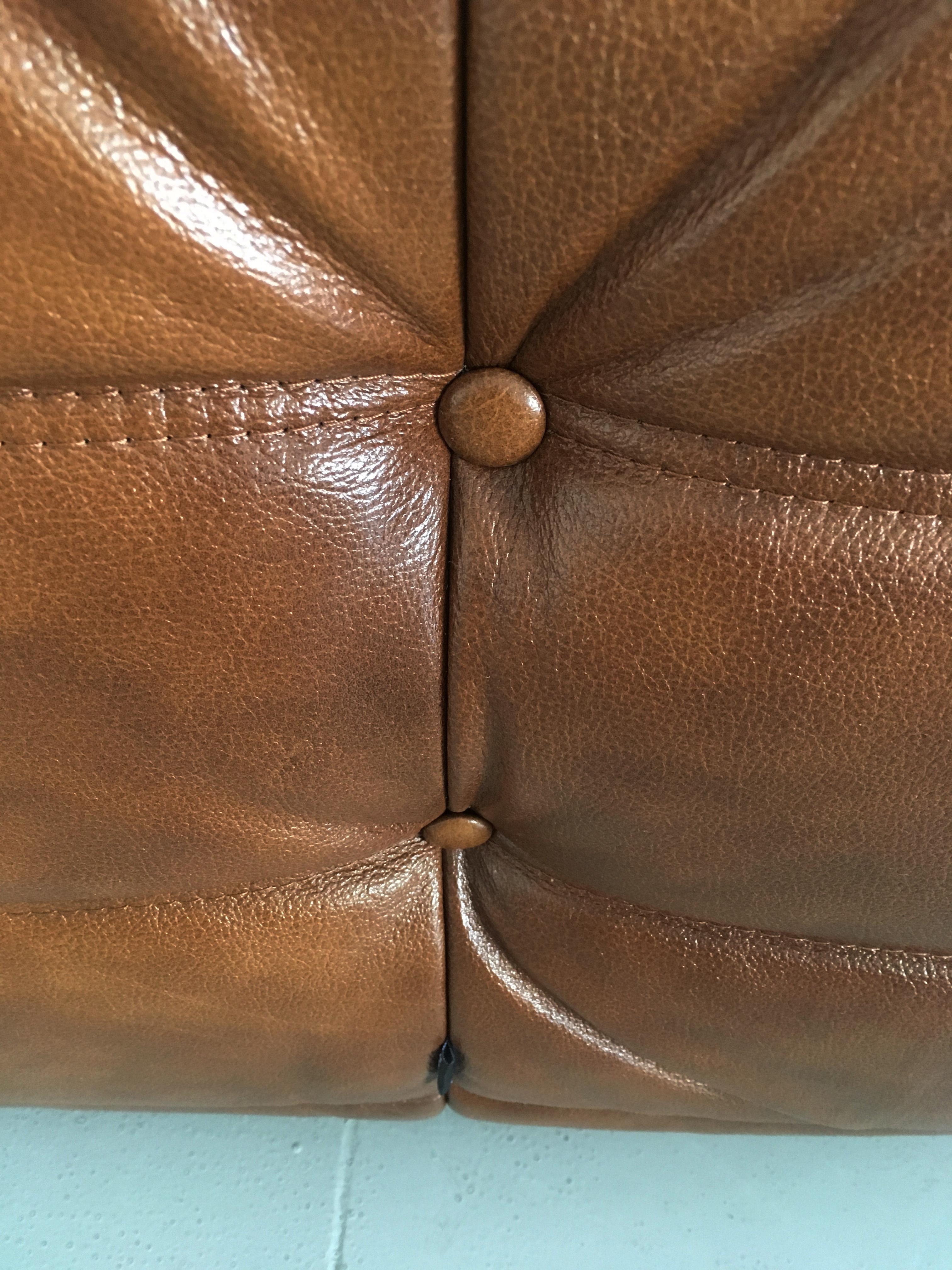 Vintage Leather Togo Sofa Set by Michel Ducaroy for Ligne Roset, Set of Five 11