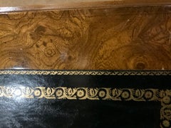 Vintage Leather Top Burlwood Writing Desk