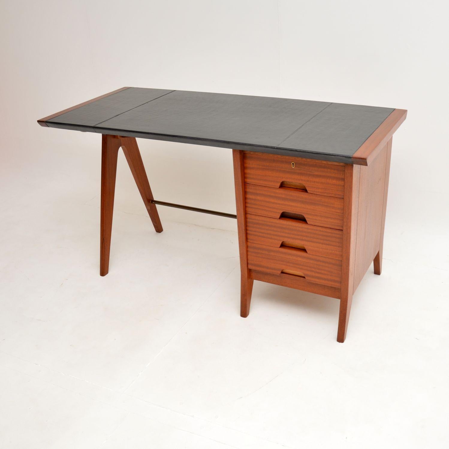 Mid-Century Modern Vintage Leather Top Desk by Beresford and Hicks For Sale