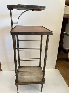 Vintage Leather Top Table with Swing Arm Tray