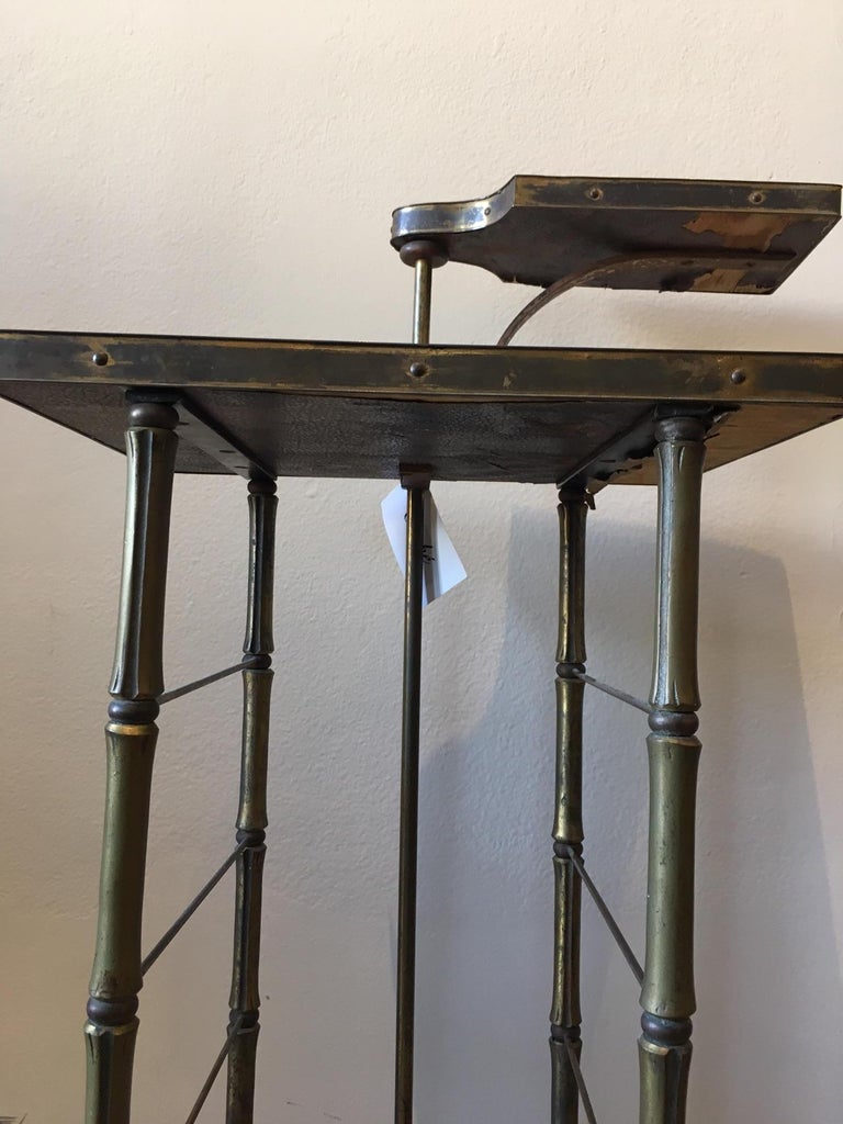 Vintage Leather Top Table with Swing Arm Tray For Sale at 1stDibs