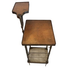 Antique Leather Top Table with Swing Arm Tray