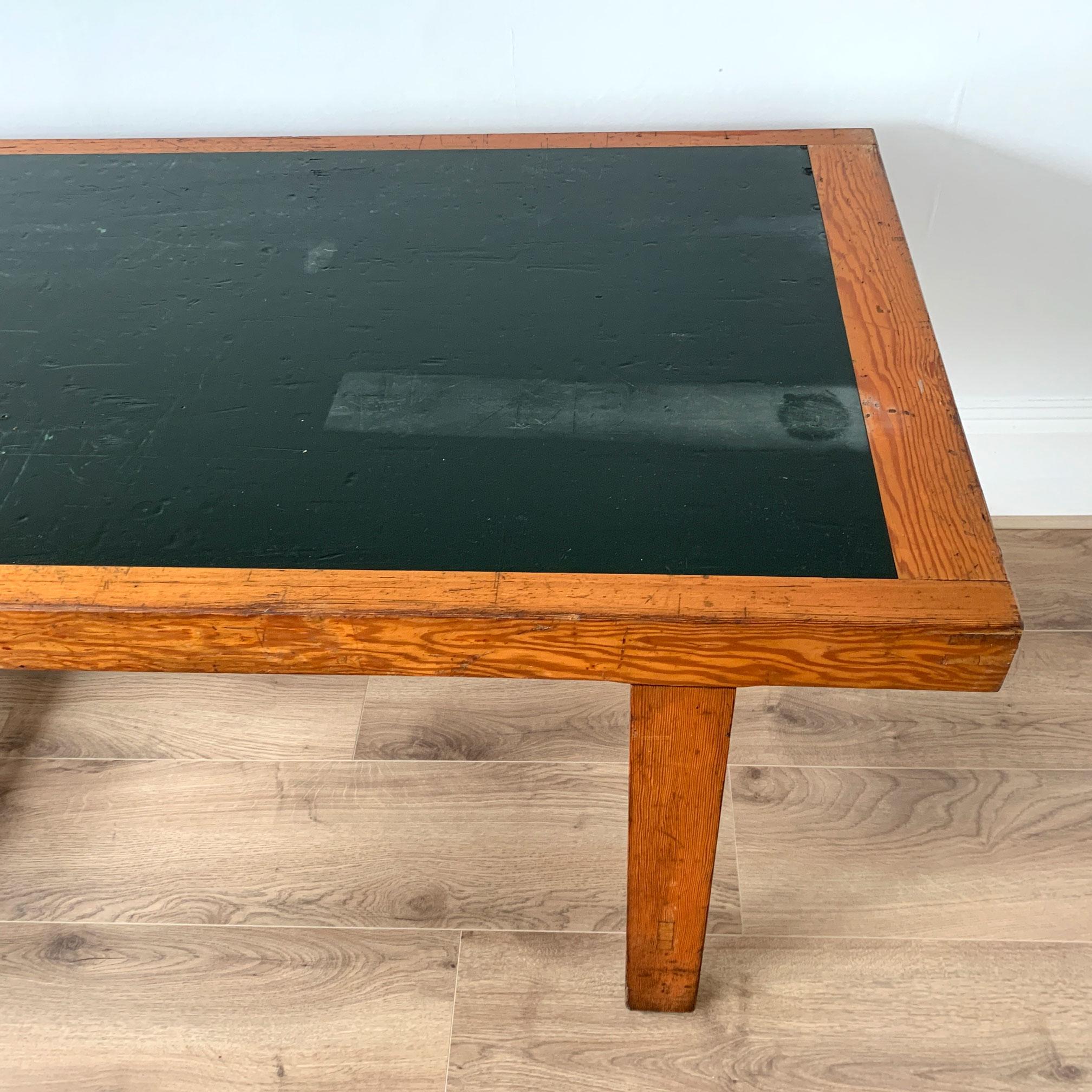 Vintage Leather Top Work Table 1