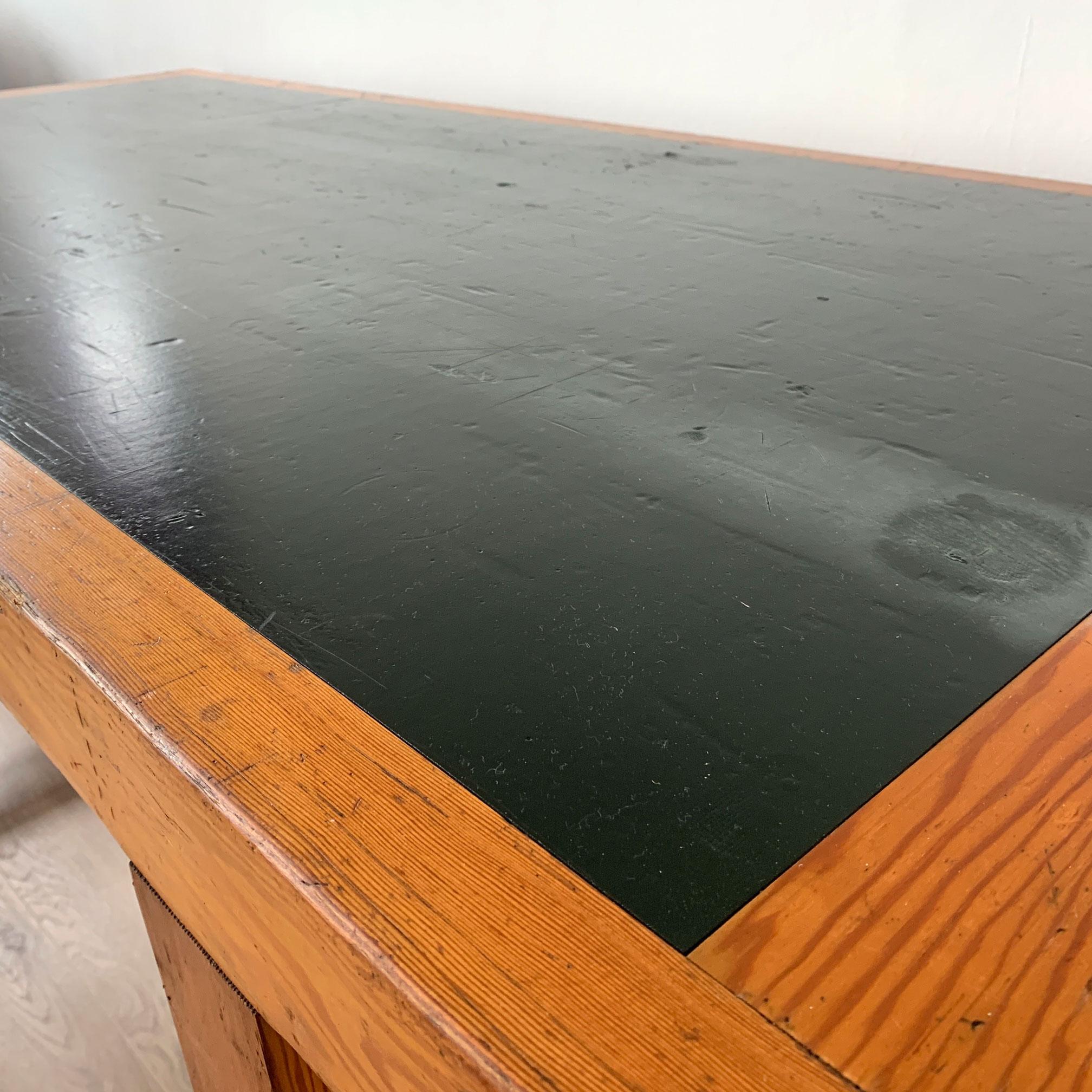Vintage Leather Top Work Table 2