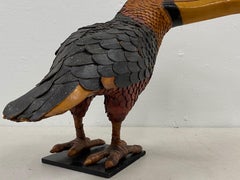 Vintage Leather Toucan Bird Sculpture by Federico 'Mexico, 20th C.'