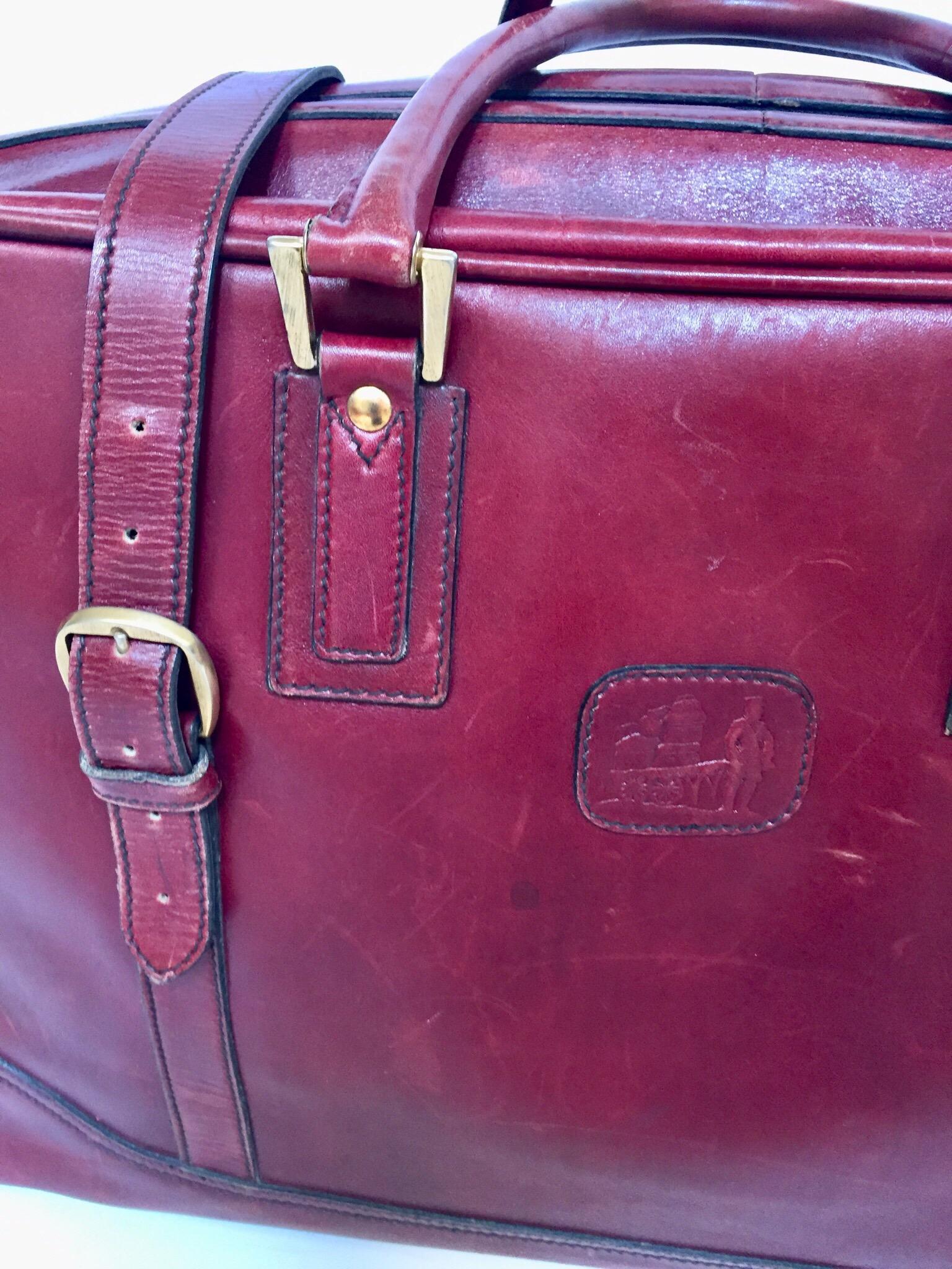 Mid-Century Modern Vintage Leather Travel Bag 