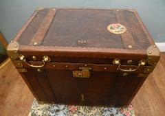 Vintage Leather Travelling Trunk Table Steamer Box