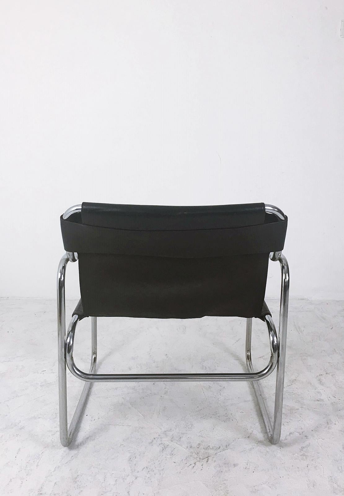 Mid-Century Modern Vintage Leather and Tubular Steel Armchair, 1960s, Netherlands