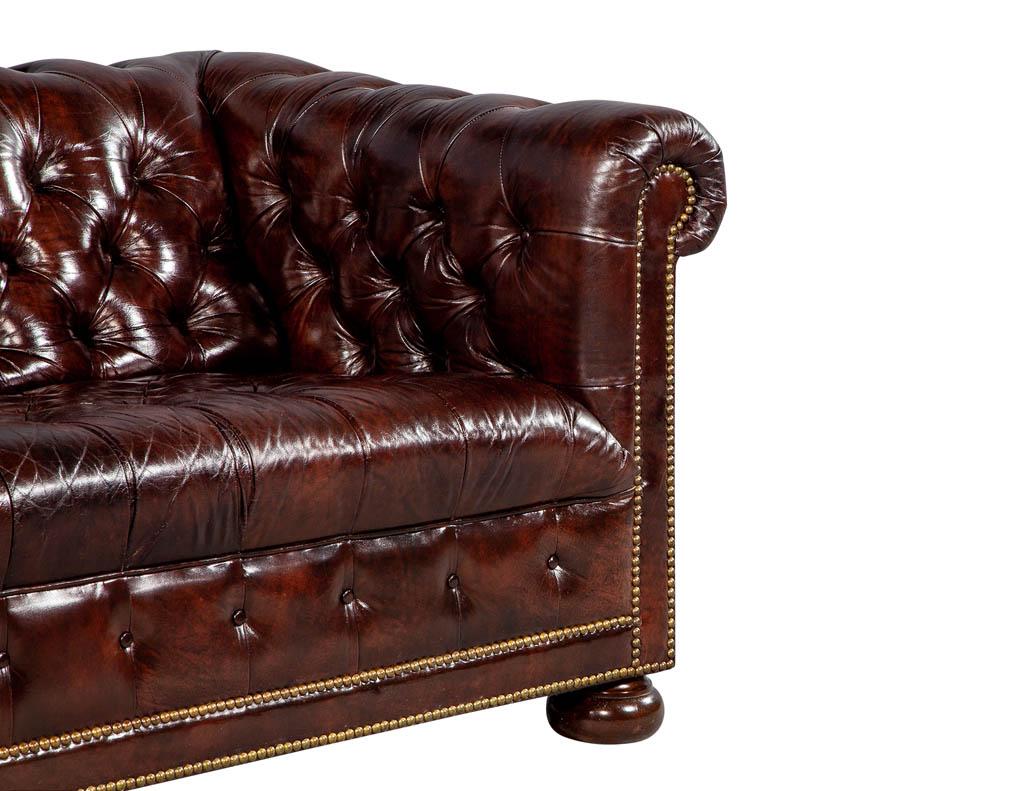 Vintage Leather Tufted Chesterfield Sofa 8