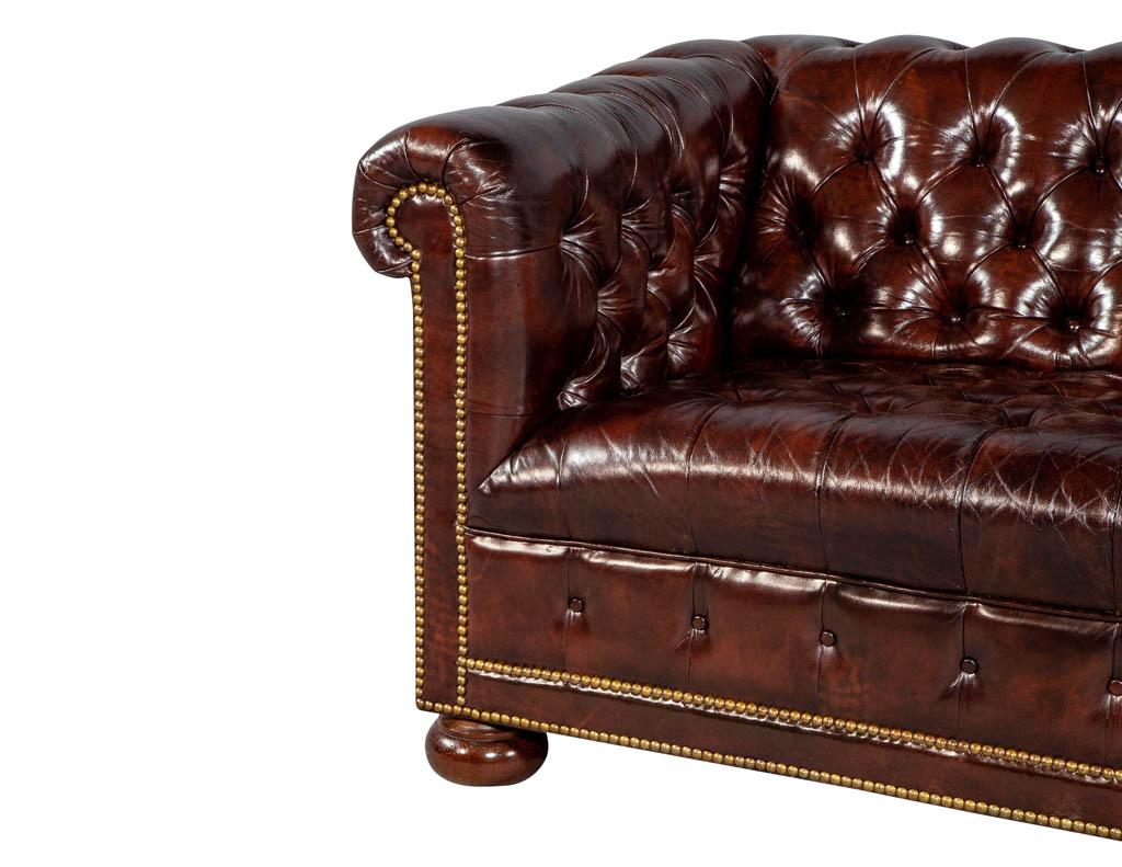 Vintage Leather Tufted Chesterfield Sofa 3