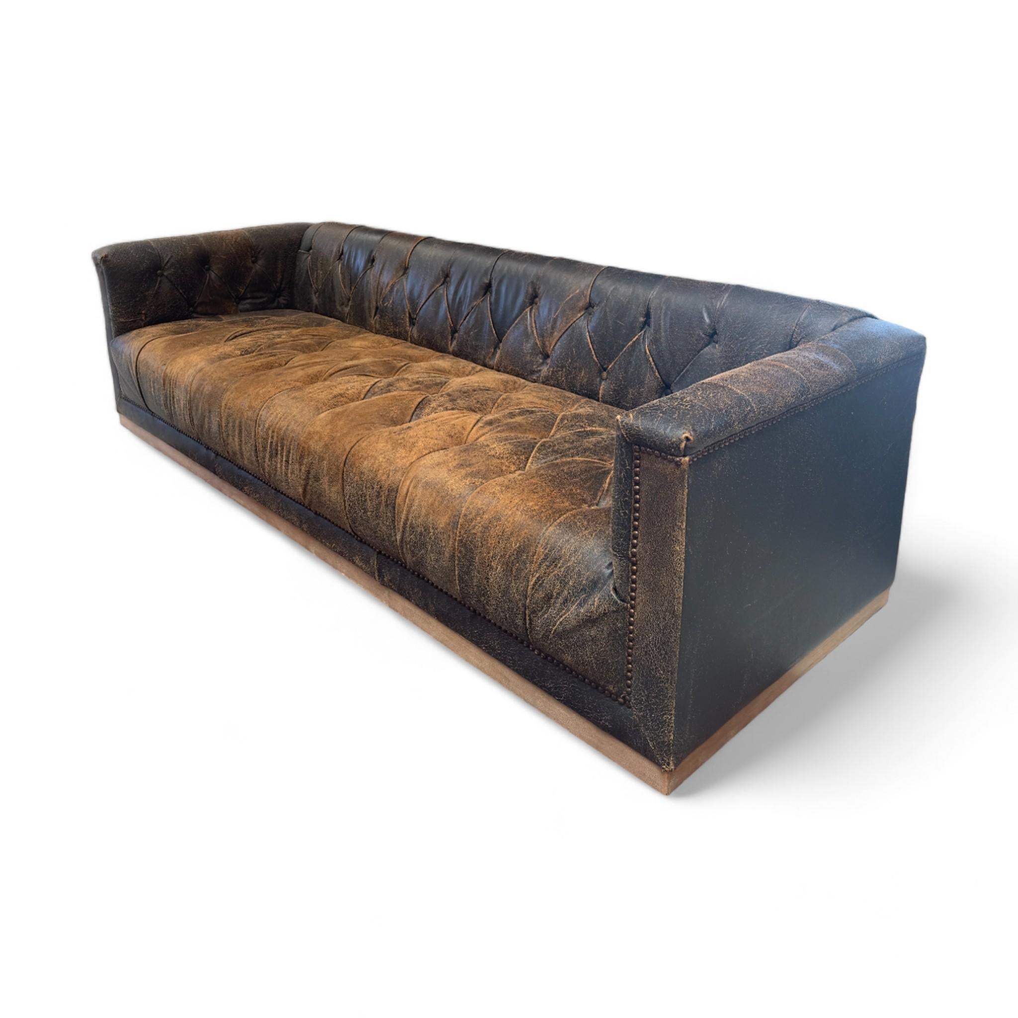 Unknown Vintage Leather Tufted Sofa