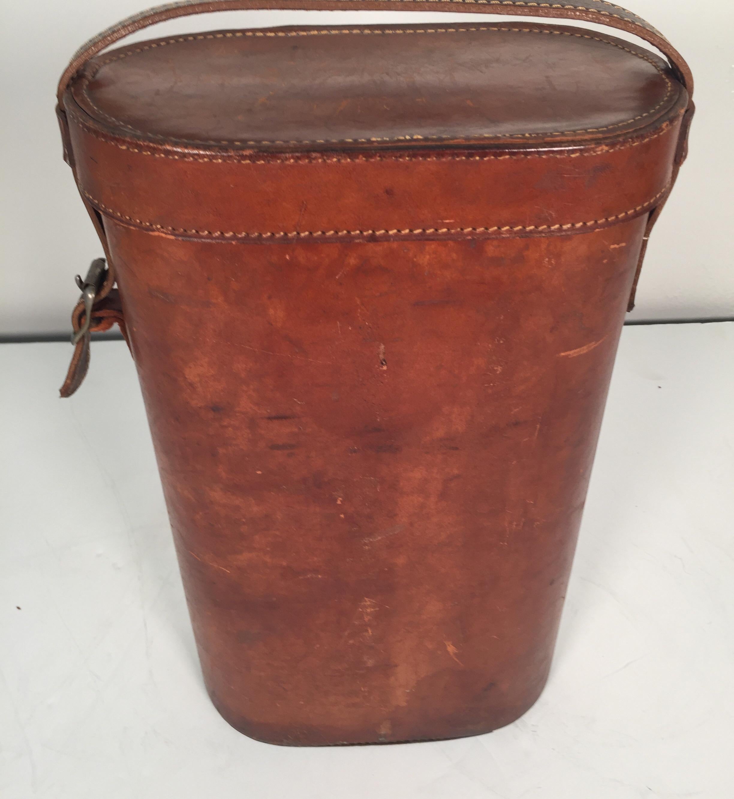 vintage leather wine bottle carrier