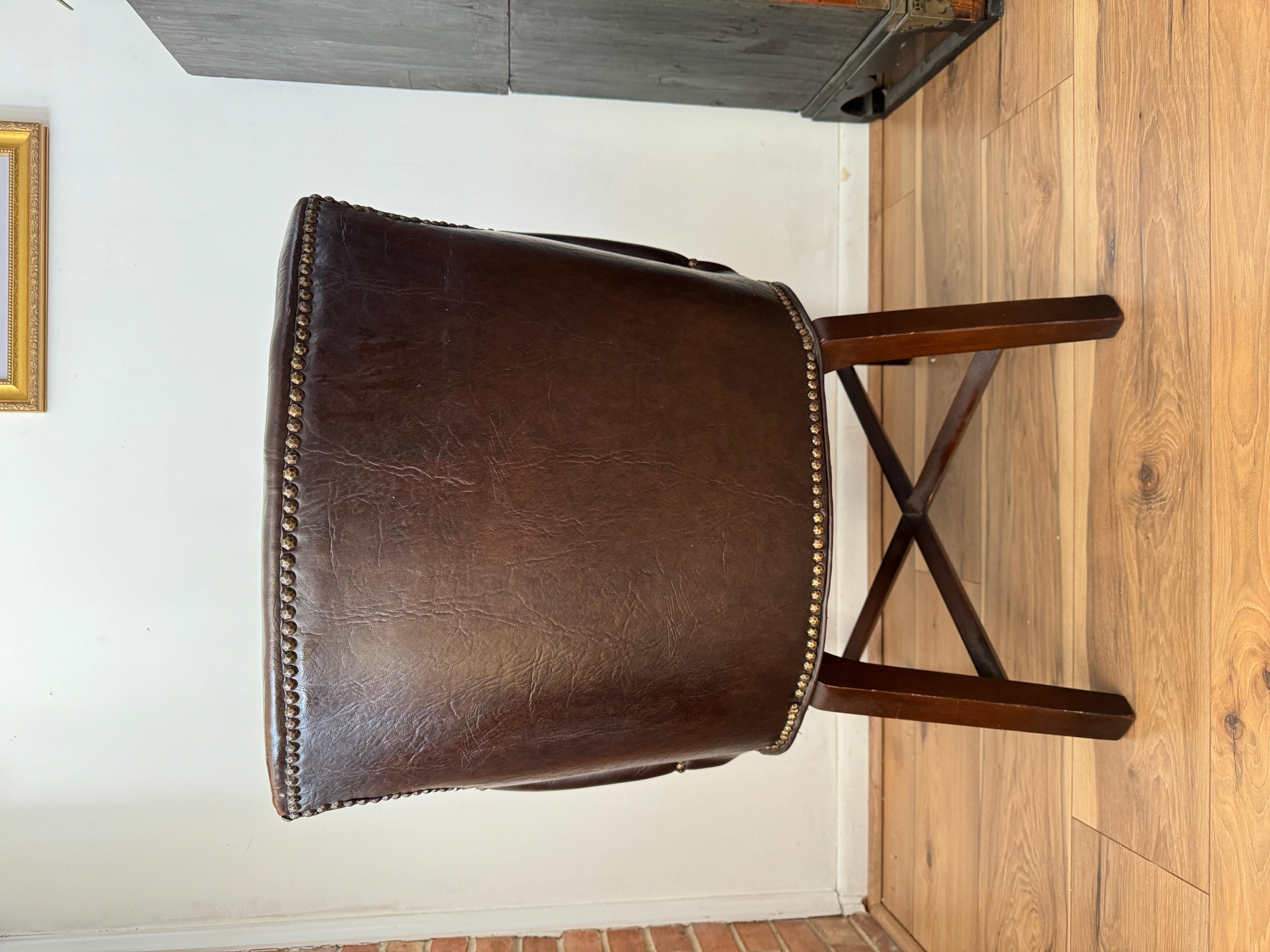 20th Century Vintage Leather Upholstered Tub Club Chair For Sale