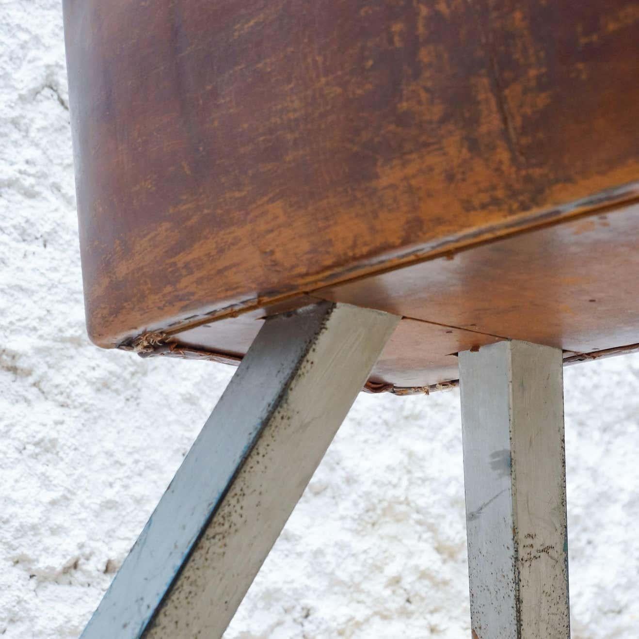 Metal Vintage Leather Vaulting Horse, circa 1950 For Sale