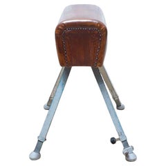 Cavallo da volteggio in pelle vintage, 1950 circa
