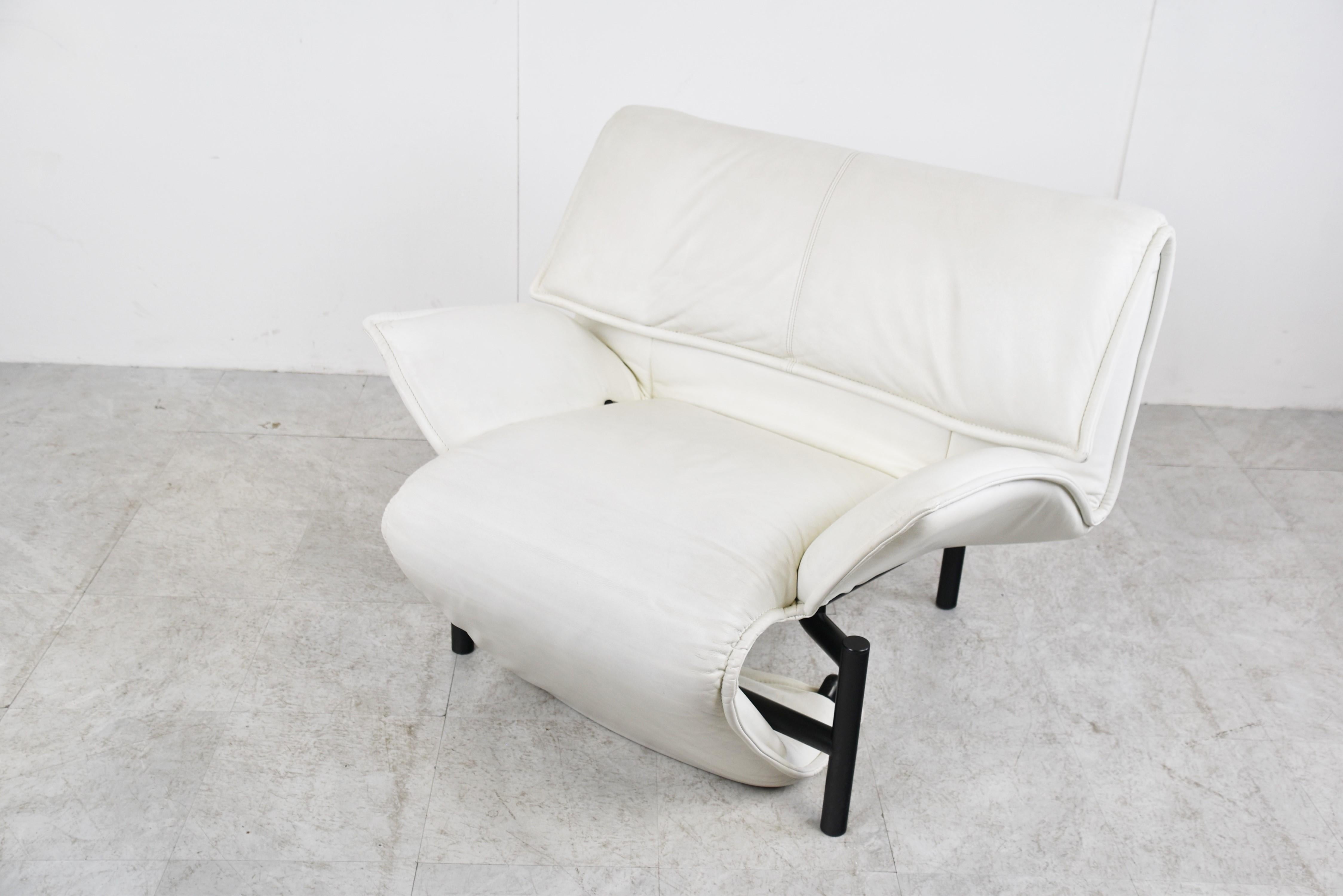 Late 20th Century Vintage Leather Veranda Lounge Chair by Vico Magistretti for Cassina, 1980s For Sale