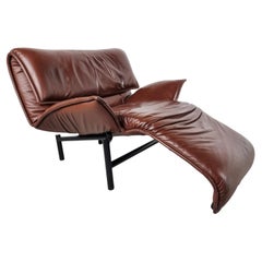 Vintage Leather Veranda Lounge Chair by Vico Magistretti for Cassina, 1980s