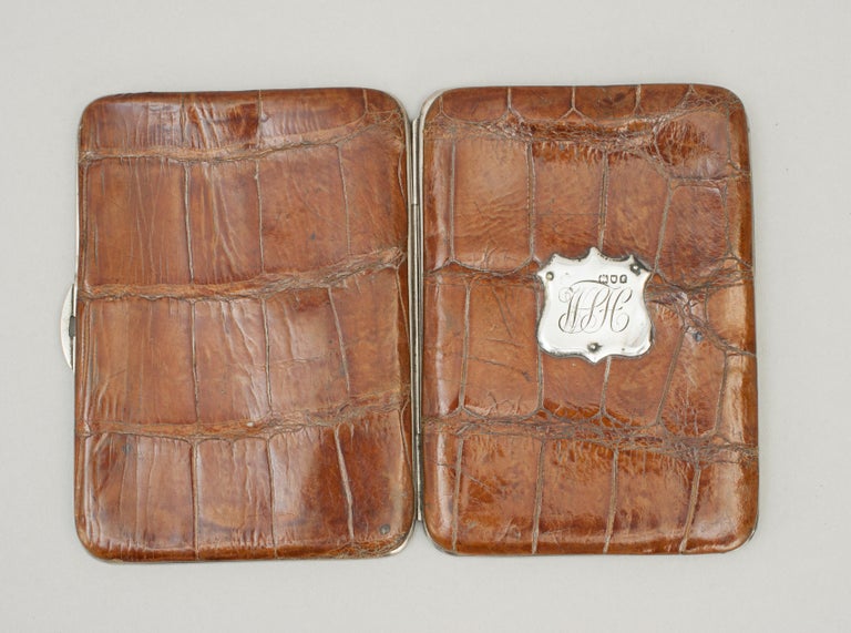 British Vintage Leather Wallet with Soft Interior Calf Skin with Silver Mounts For Sale