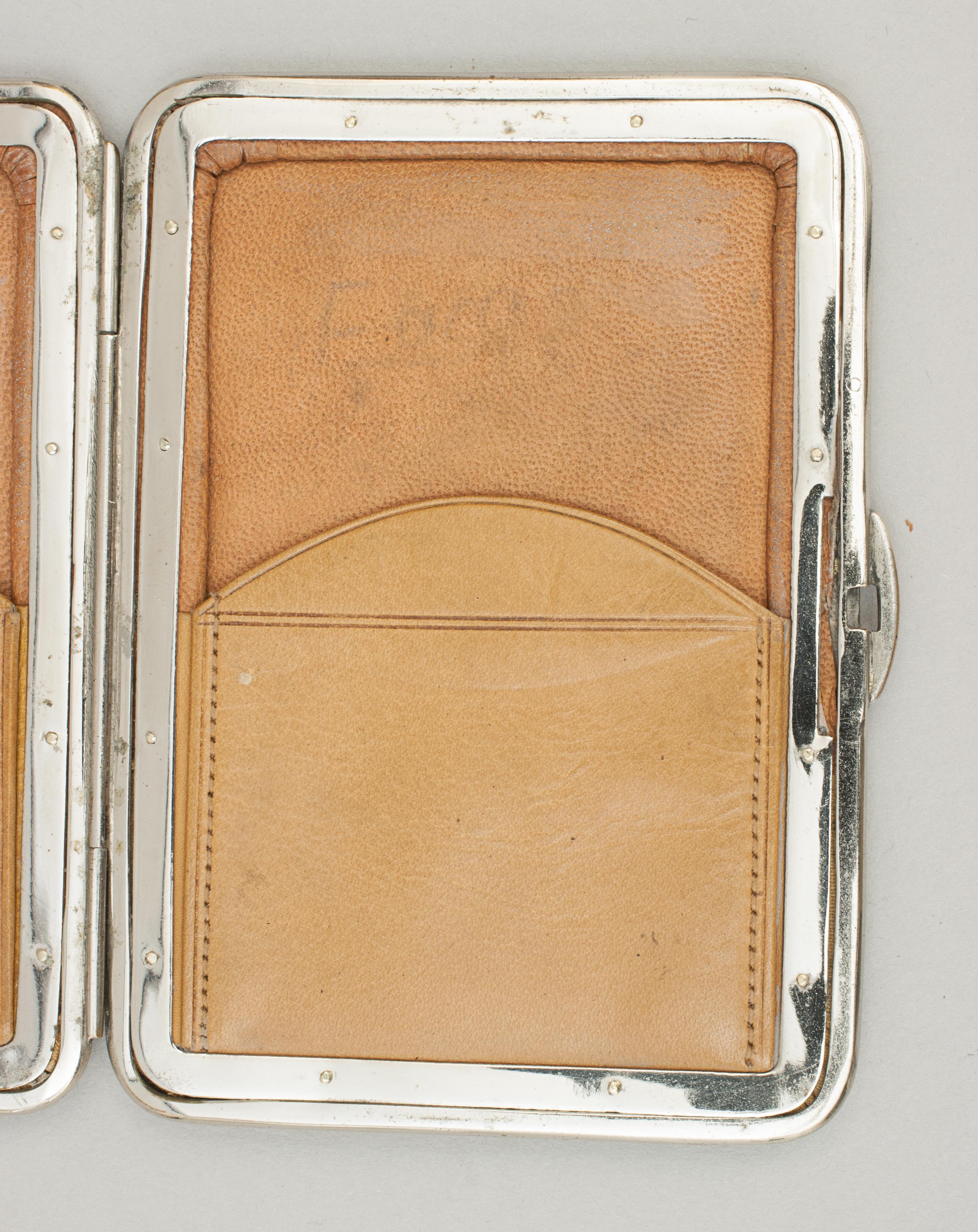 British Vintage Leather Wallet with Soft Interior Calf Skin with Silver Mounts For Sale