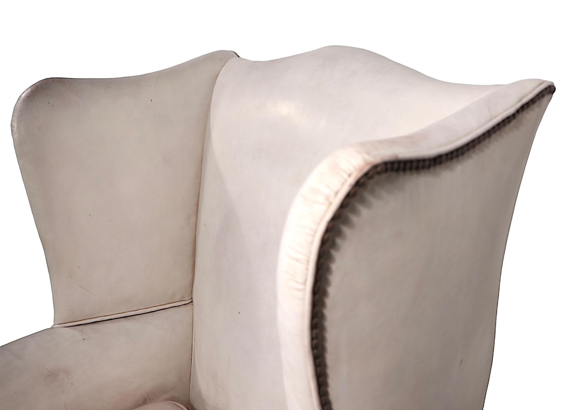 Silla de cuero vintage Chippendale en venta