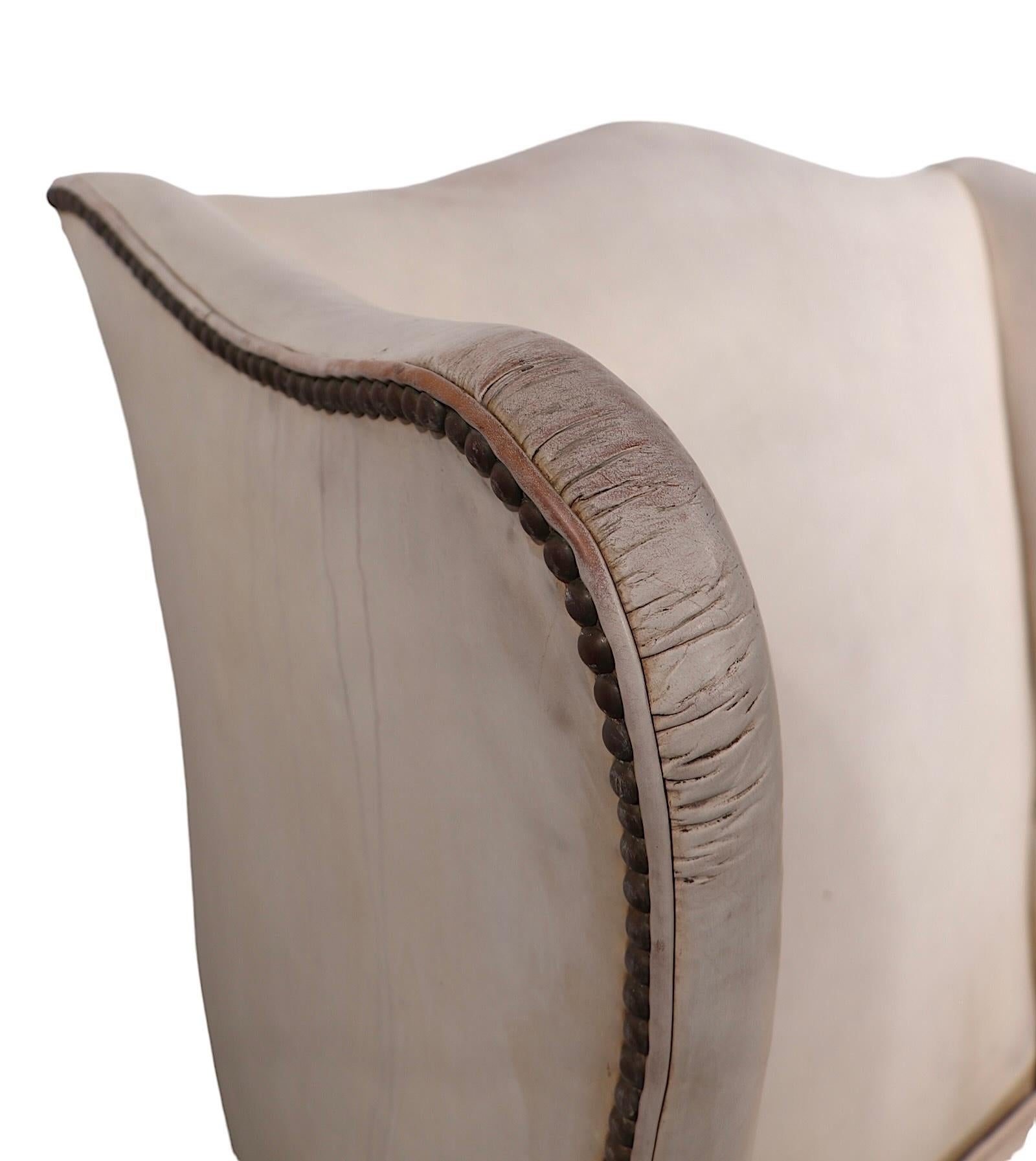 Silla de cuero vintage Estadounidense en venta