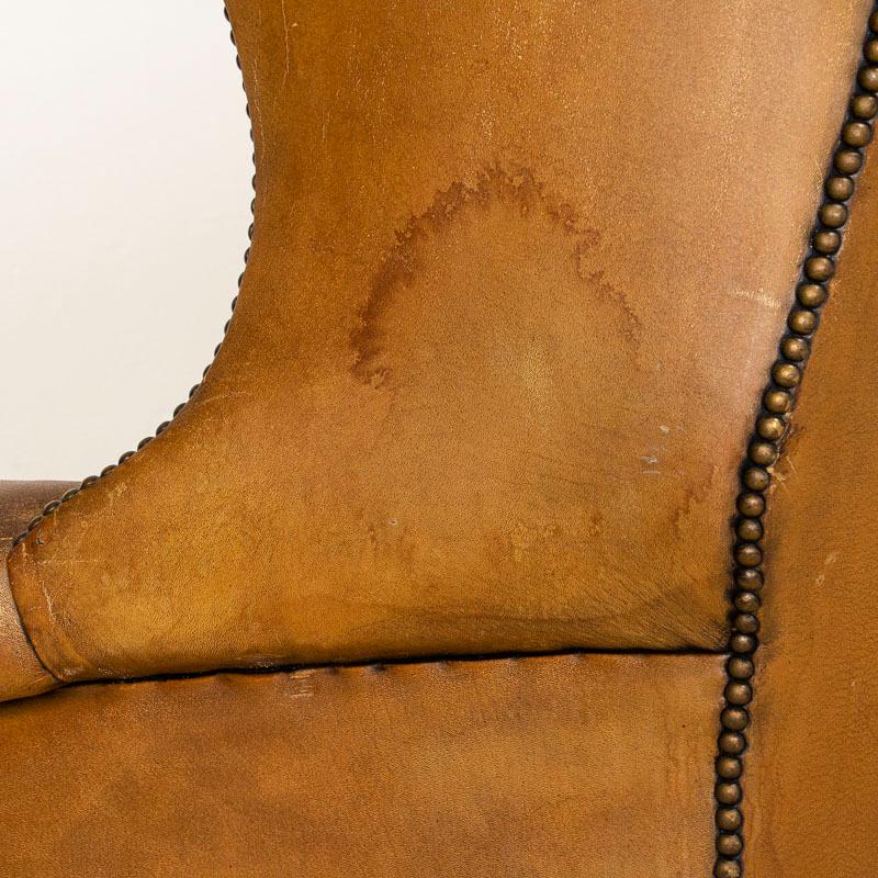 Vintage Leather Wingback Chair 4