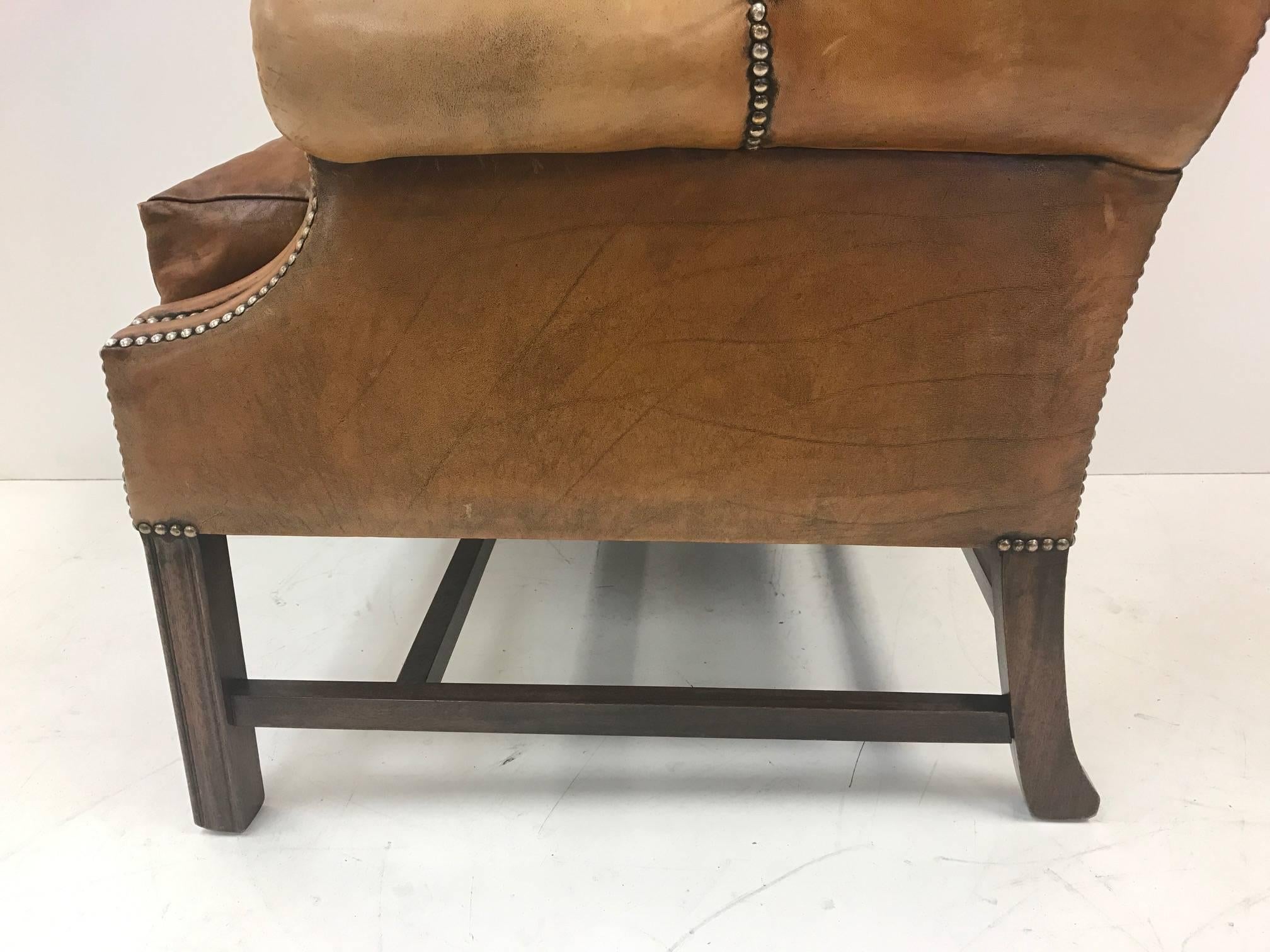 Vintage Leather Wingback Chair 3