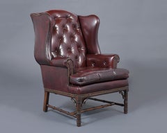 Vintage Leder Ohrensessel mit Ottomane