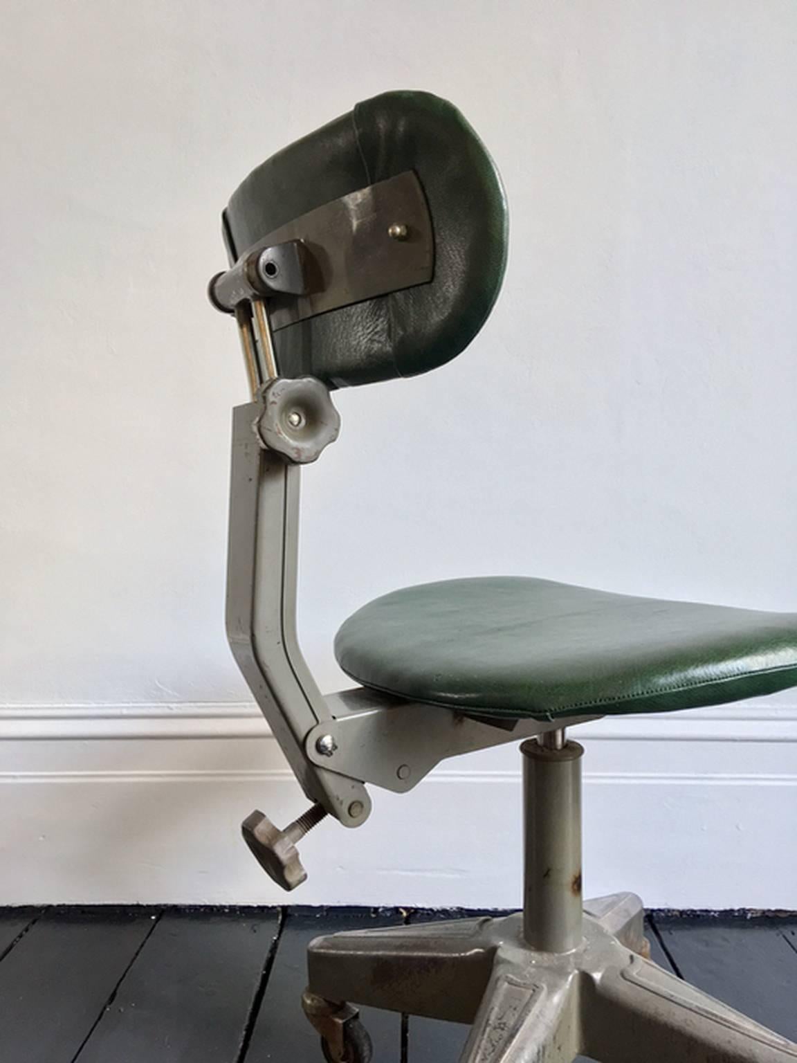 Vintage Leather Work Chair In Good Condition In London, GB