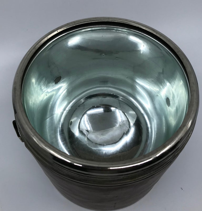 Vintage Leather Wrapped Ice Bucket For Sale at 1stDibs