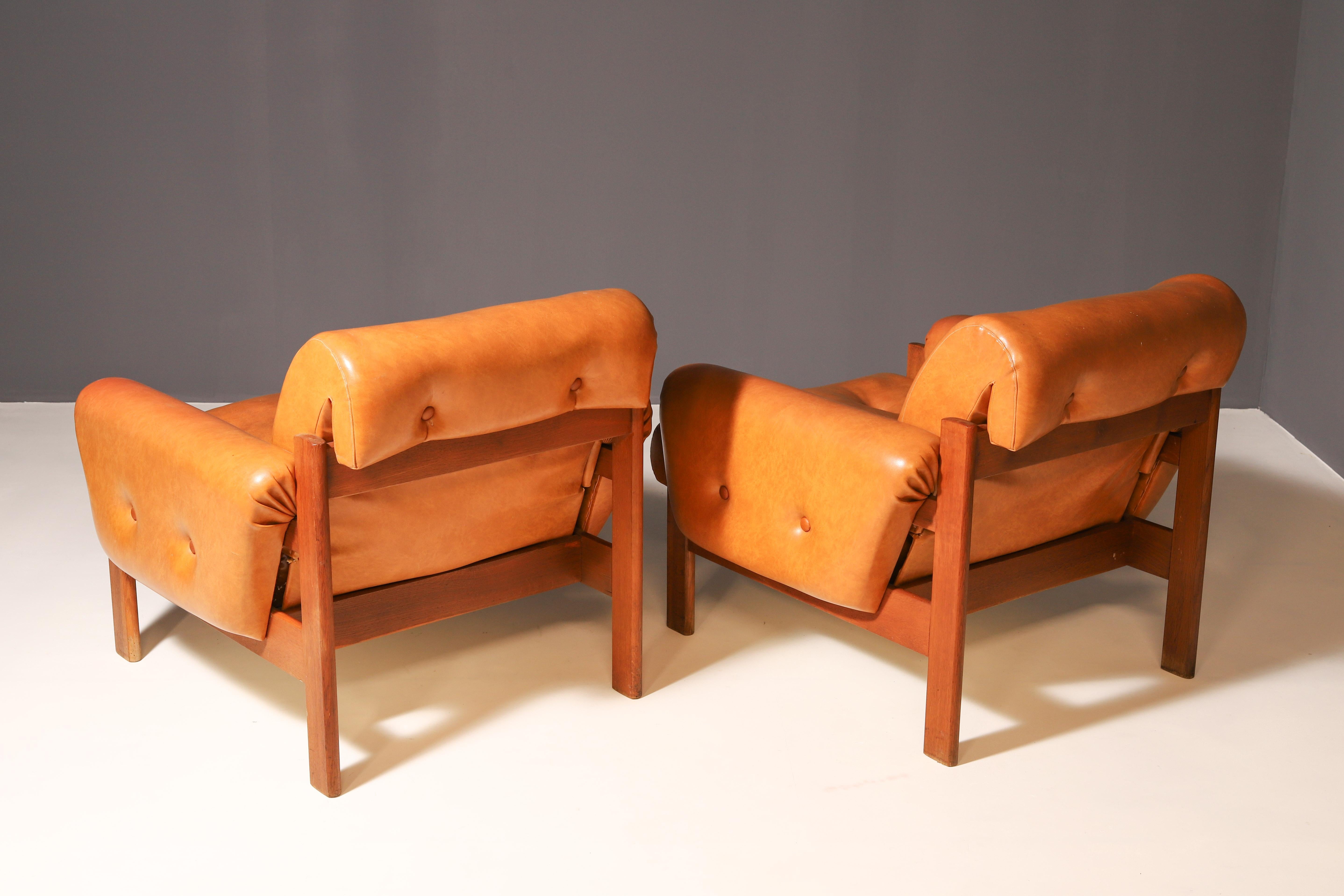 17th Century Vintage leatherette Armchairs, 1980s, Czechoslovakia For Sale