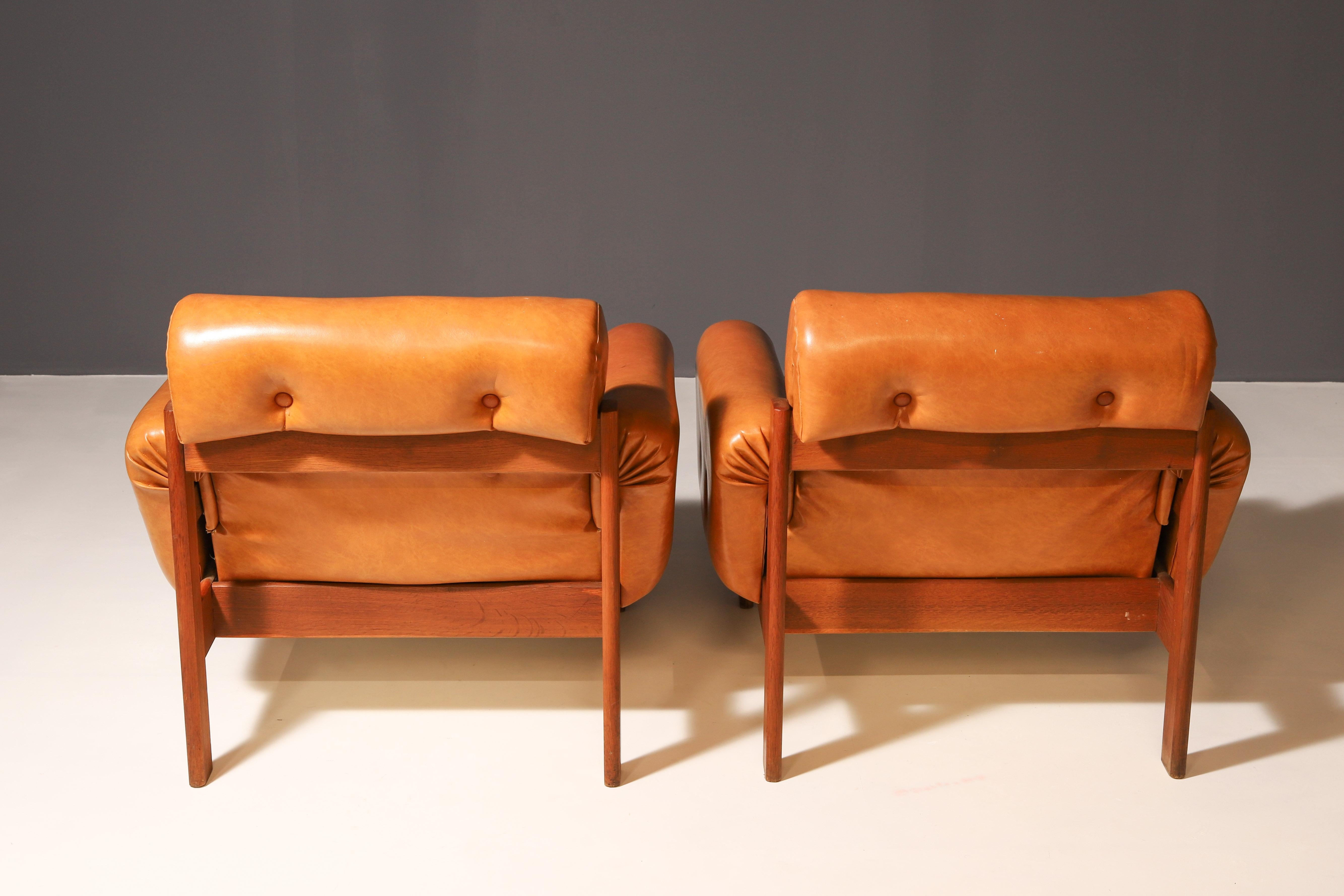 Faux Leather Vintage leatherette Armchairs, 1980s, Czechoslovakia For Sale