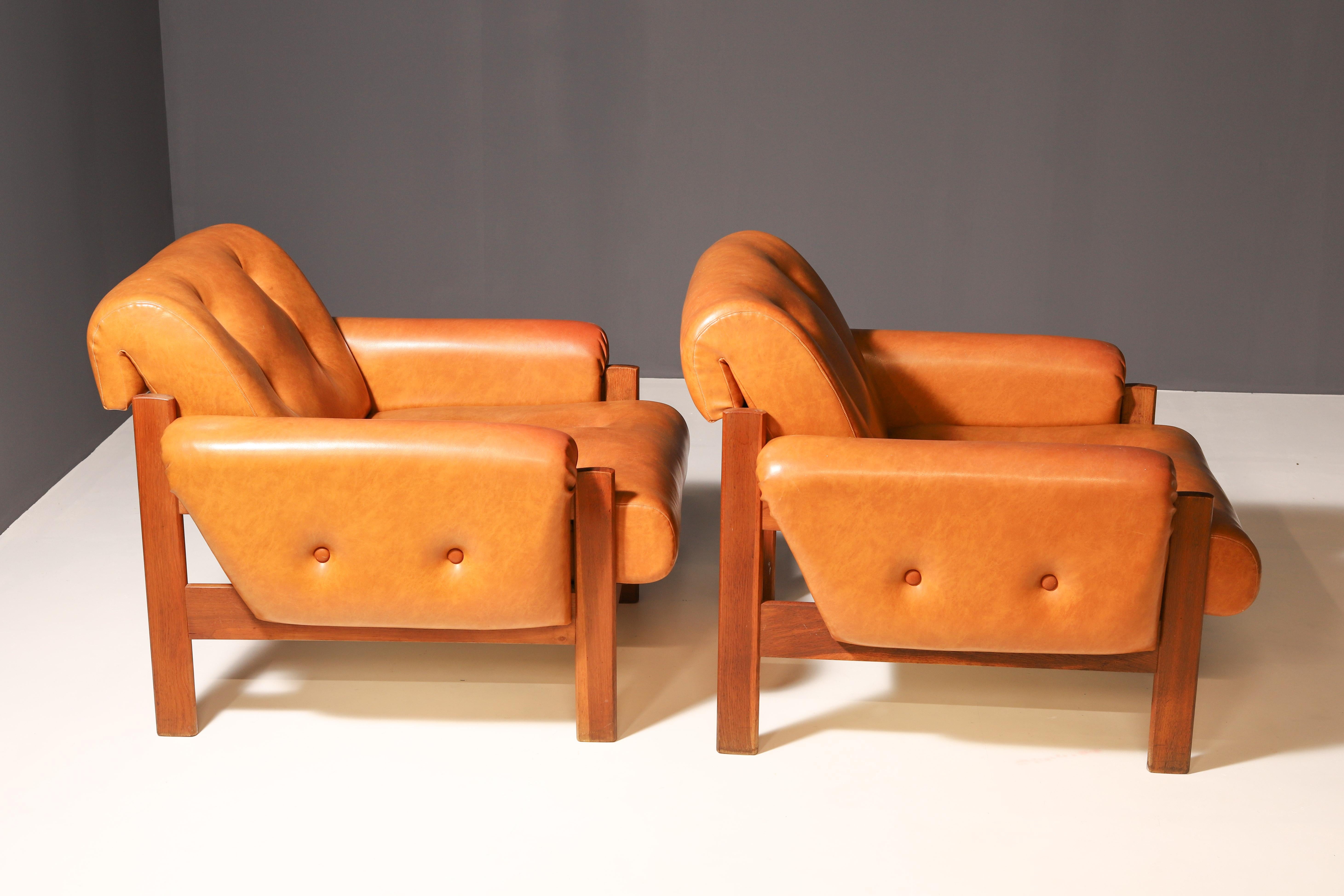 Vintage leatherette Armchairs, 1980s, Czechoslovakia For Sale 2