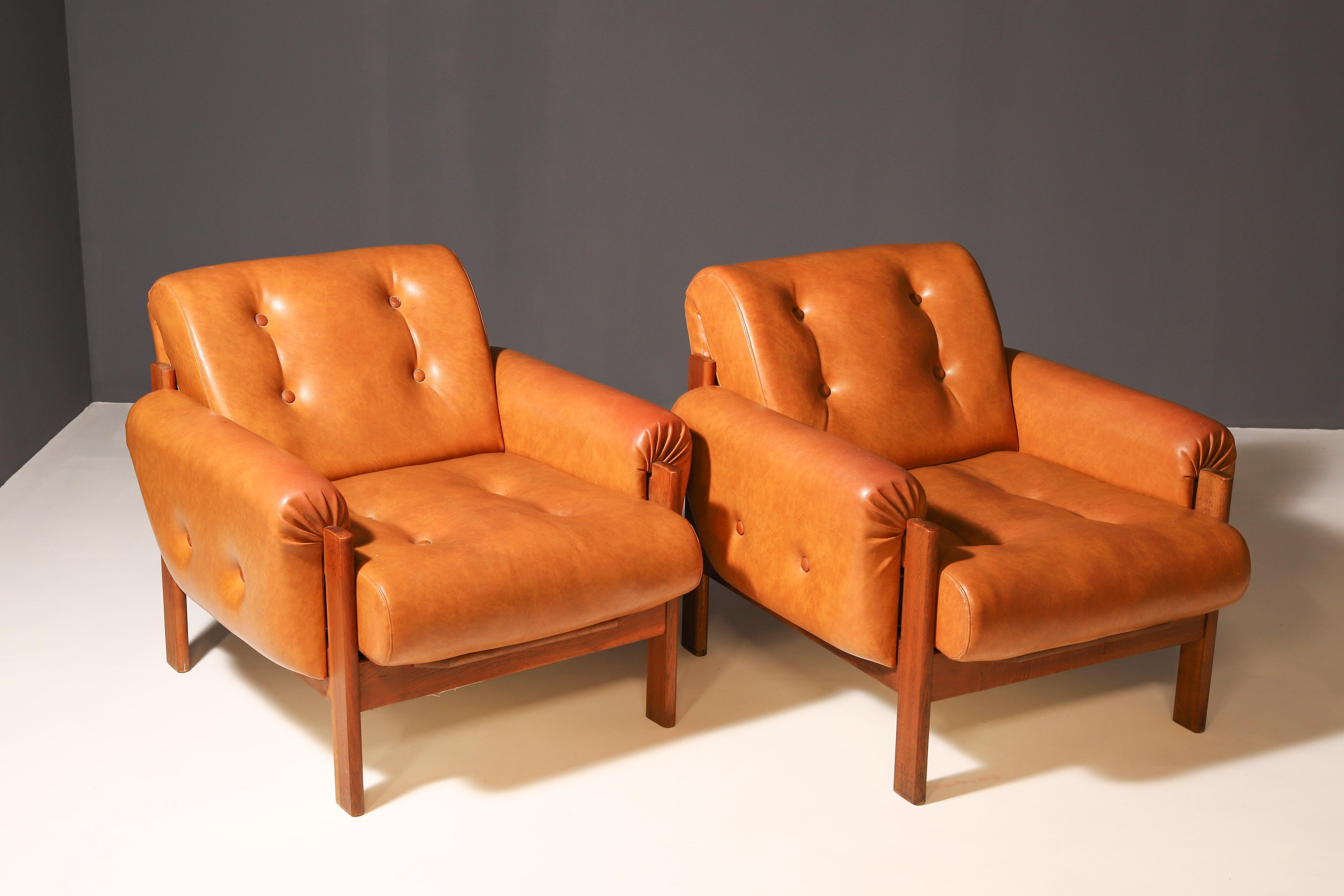 Vintage leatherette Armchairs, 1980s, Czechoslovakia For Sale 3