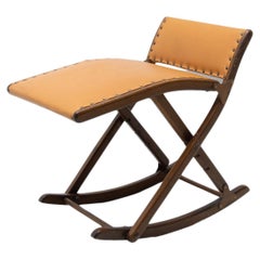 Tabouret à pieds en similicuir vintage, années 1980