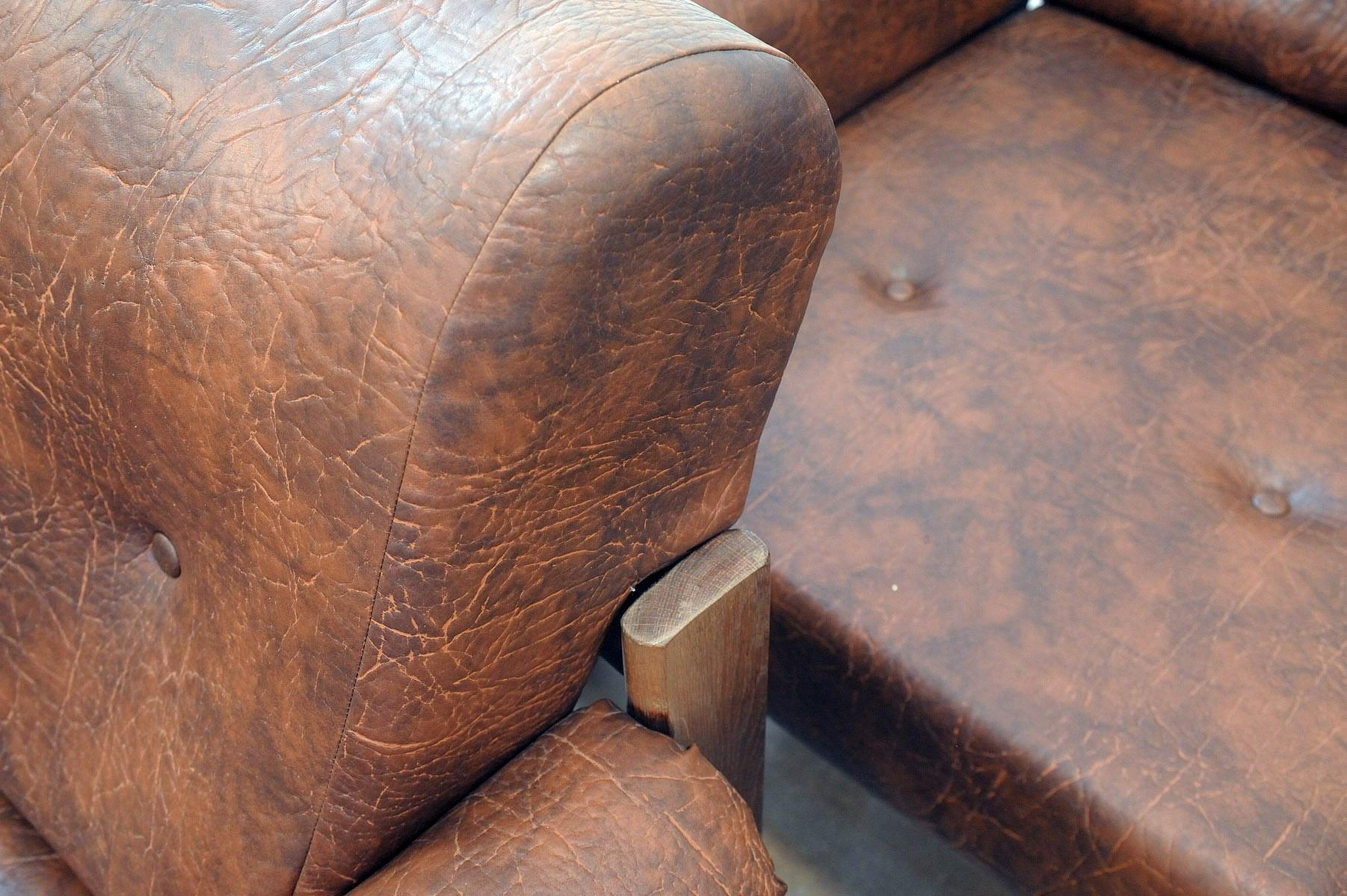 Vintage leatherette living room set, 1970´s, Czechoslovakia For Sale 4