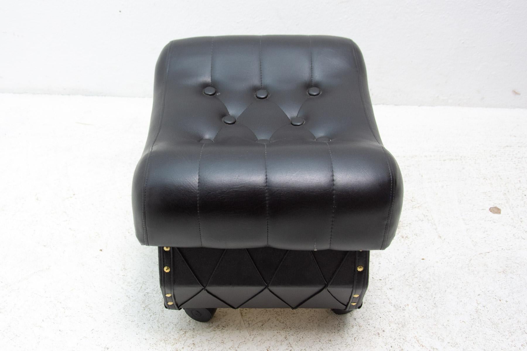 20th Century Vintage Leatherette Stool with Storage Space, 1980´S, Czechoslovakia For Sale