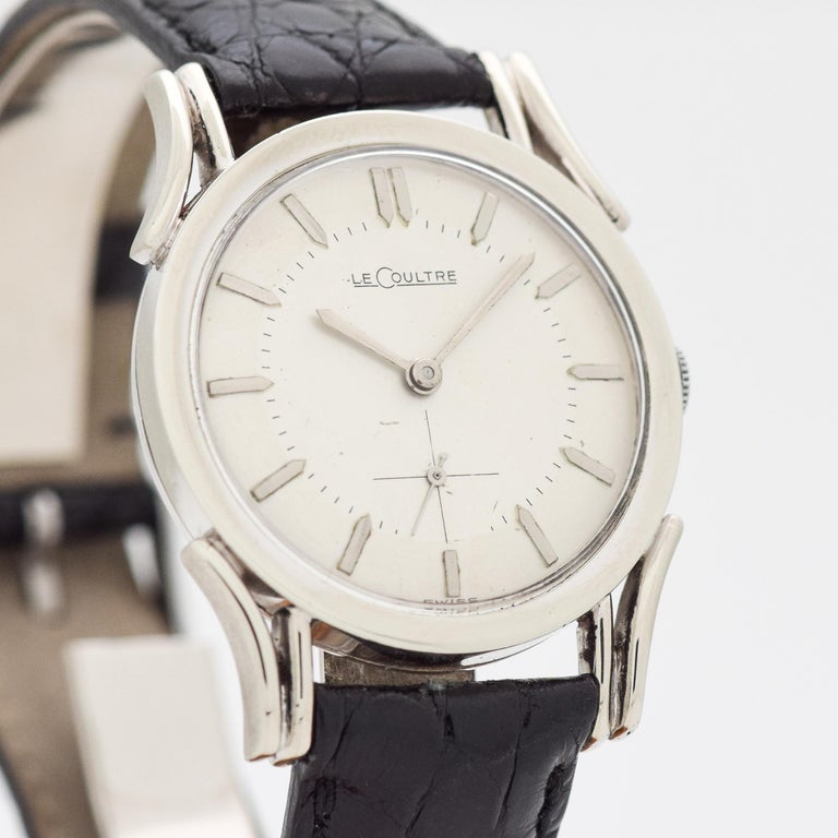 Vintage LeCoultre 10 Karat White Gold Filled Watch, 1950s im Angebot