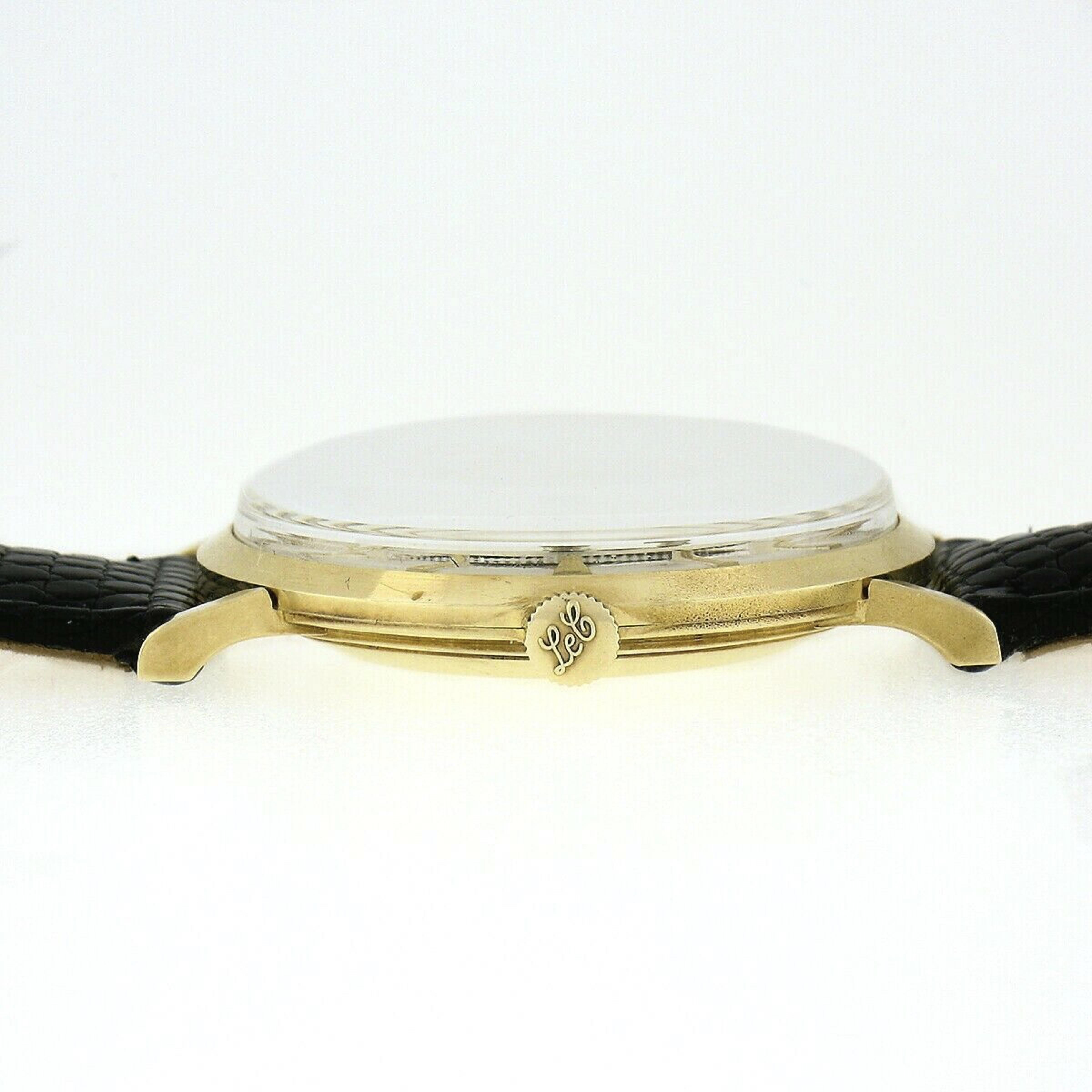 LeCoultre 182 Montre-bracelet mécanique vintage à cadran mystérieux en or 14 carats 480/CW Unisexe en vente